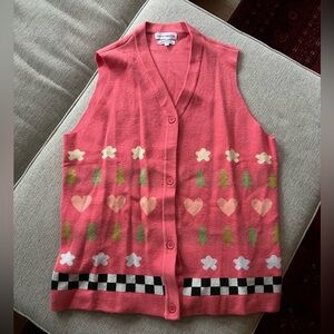 NATIVE YOUTH Pink Patterned Cardigan Vest